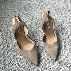 Taupe suede DVF heels
